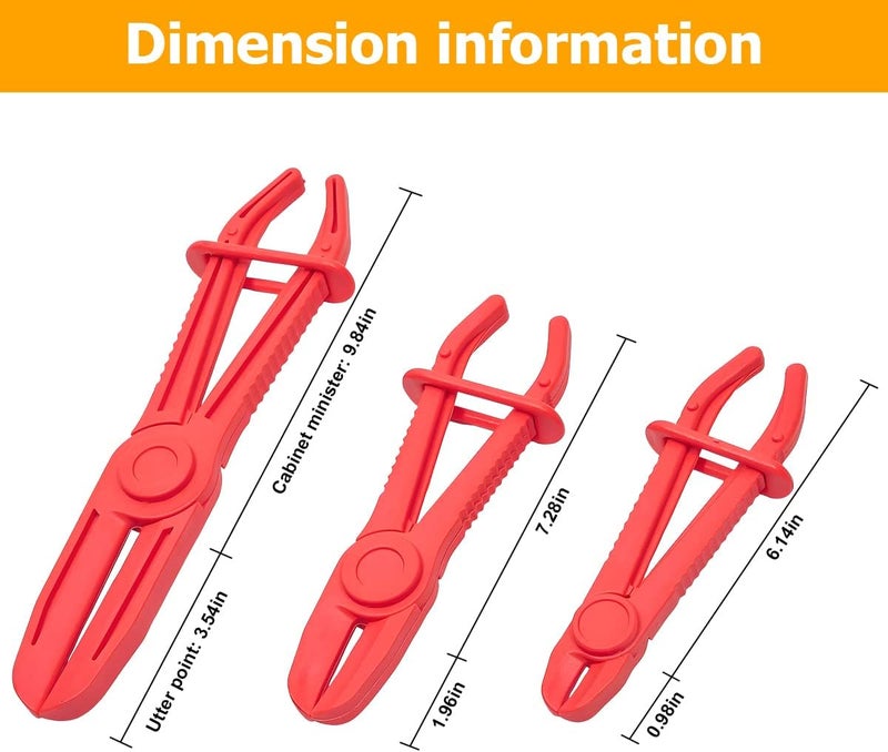 zipelo Hose Clamp Pliers, 6 Pack 3 Size Line Pinch Clamps Set, Plastic Hose Pinching Off Pliers for Automotive Radiator, Brake, Gas, Coolant Hoses and Fuel Lines (Red) - Image 2